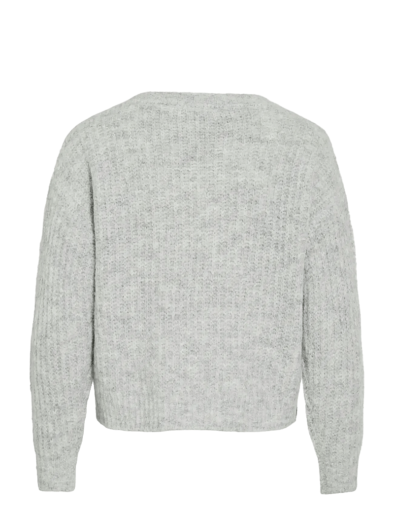 Vila - VILAMPE V-NECK L/S KNIT TOP-NOOS - sviitrid - medium grey melange - 2