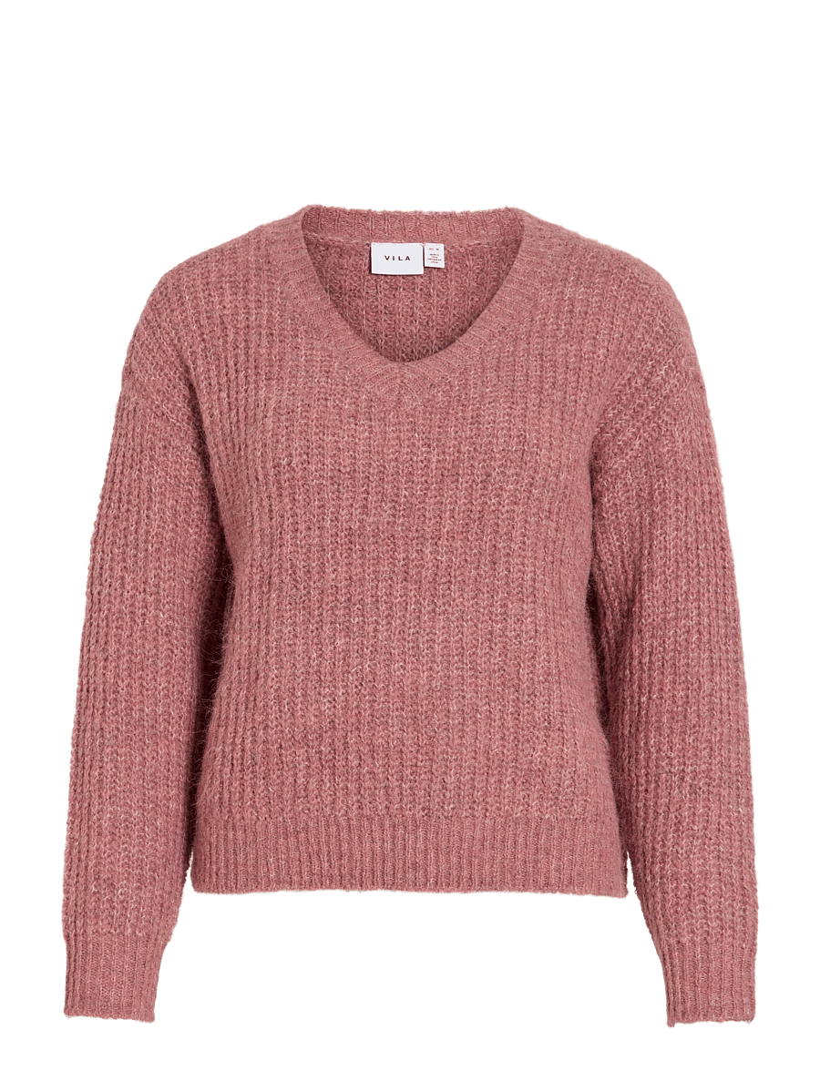 Vila - VILAMPE V-NECK L/S KNIT TOP-NOOS - kampsunid - nostalgia rose - 1