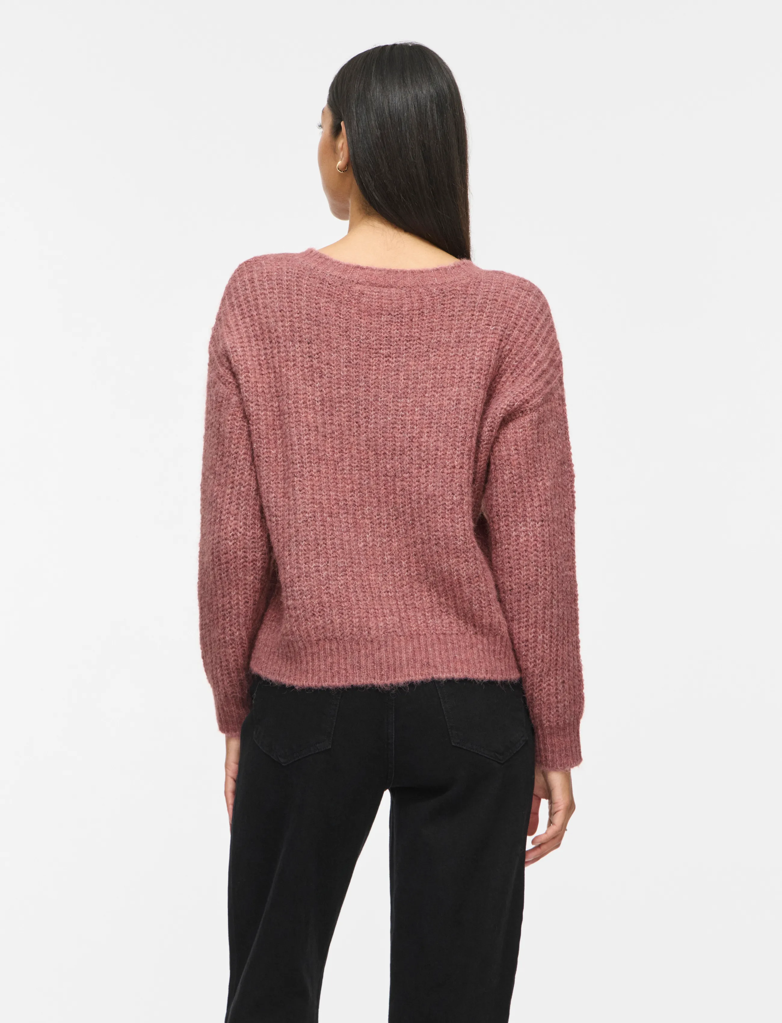 Vila - VILAMPE V-NECK L/S KNIT TOP-NOOS - kampsunid - nostalgia rose - 3