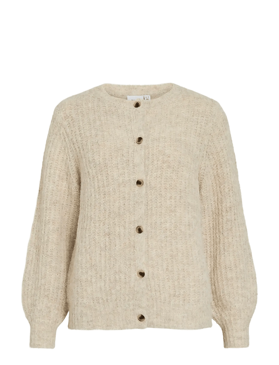 Vila - VILAMPE O-NECK L/S KNIT CARDIGAN-NOOS - kardigani - super light natural melan - 1