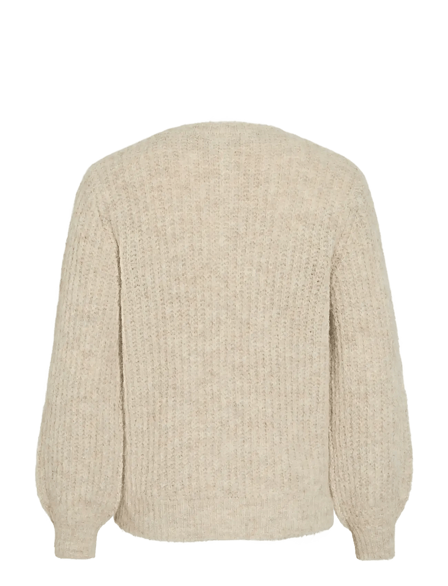 Vila - VILAMPE O-NECK L/S KNIT CARDIGAN-NOOS - kardigani - super light natural melan - 2