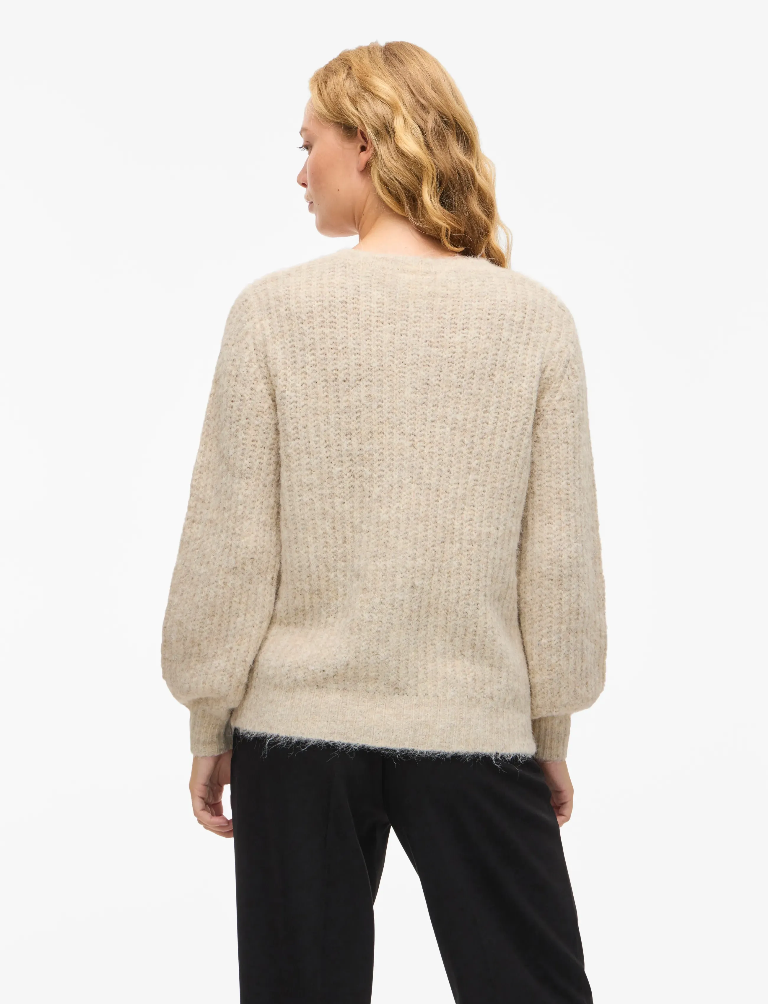 Vila - VILAMPE O-NECK L/S KNIT CARDIGAN-NOOS - cardigans - super light natural melan - 3