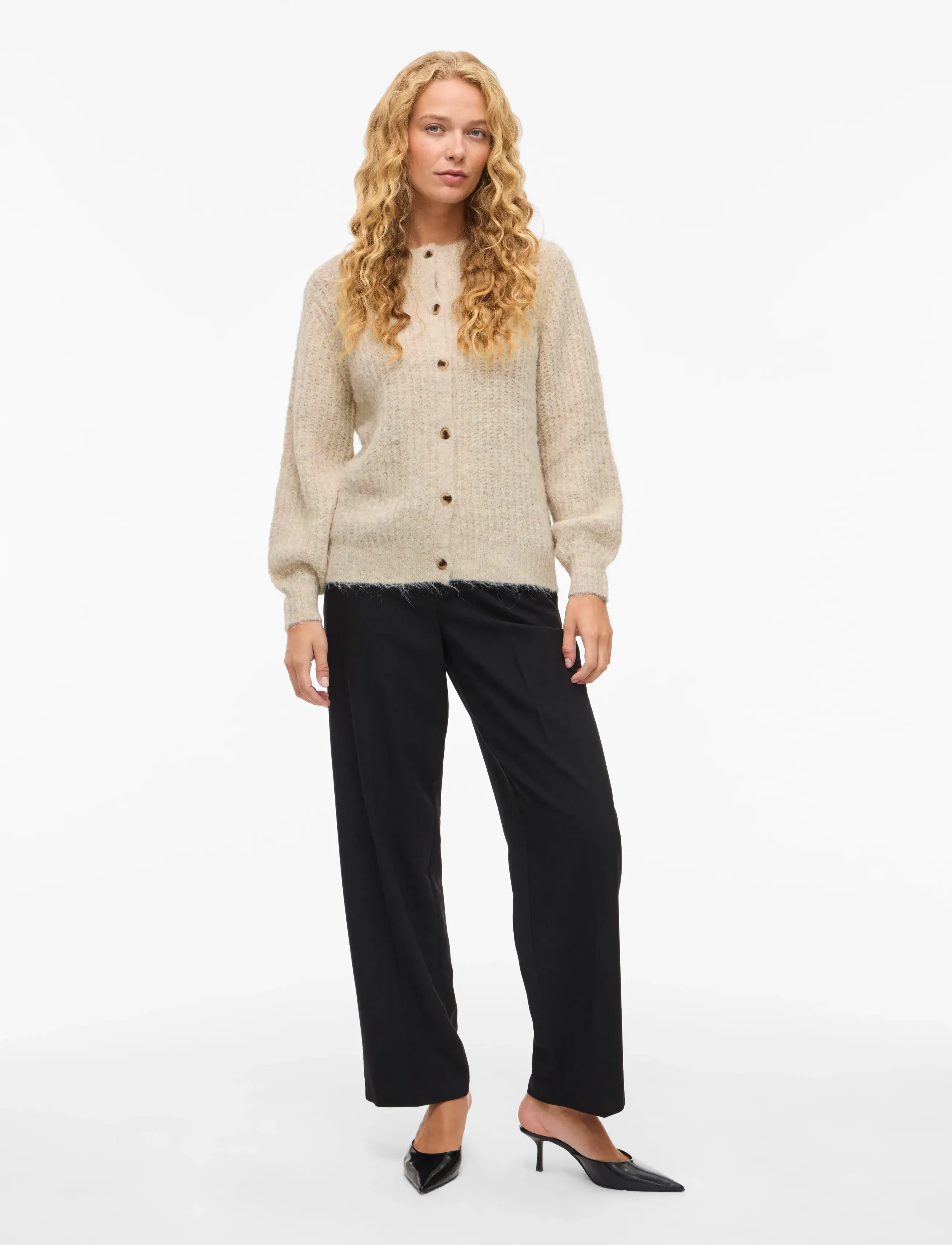 Vila - VILAMPE O-NECK L/S KNIT CARDIGAN-NOOS - cardigans - super light natural melan - 4