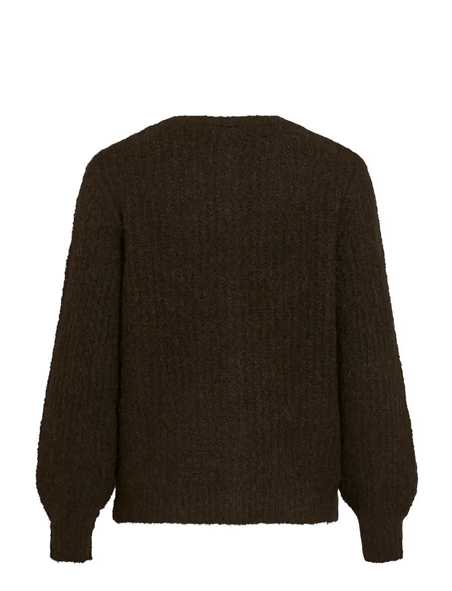 Vila - VILAMPE O-NECK L/S KNIT CARDIGAN-NOOS - gilets - coffee bean - 2