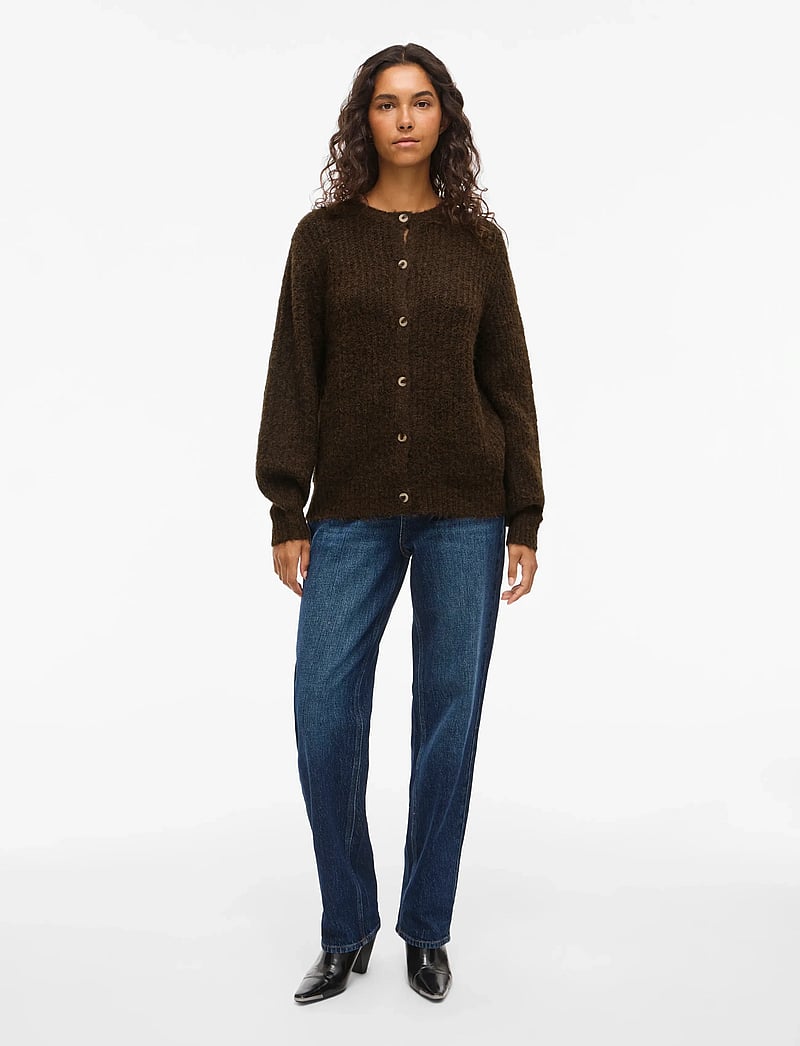 Vila - VILAMPE O-NECK L/S KNIT CARDIGAN-NOOS - kardiganai - coffee bean - 4