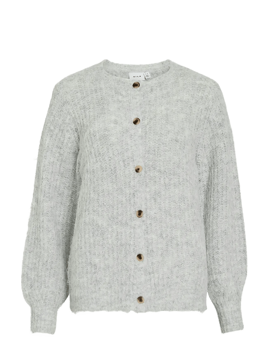 Vila - VILAMPE O-NECK L/S KNIT CARDIGAN-NOOS - cardigans - medium grey melange - 1