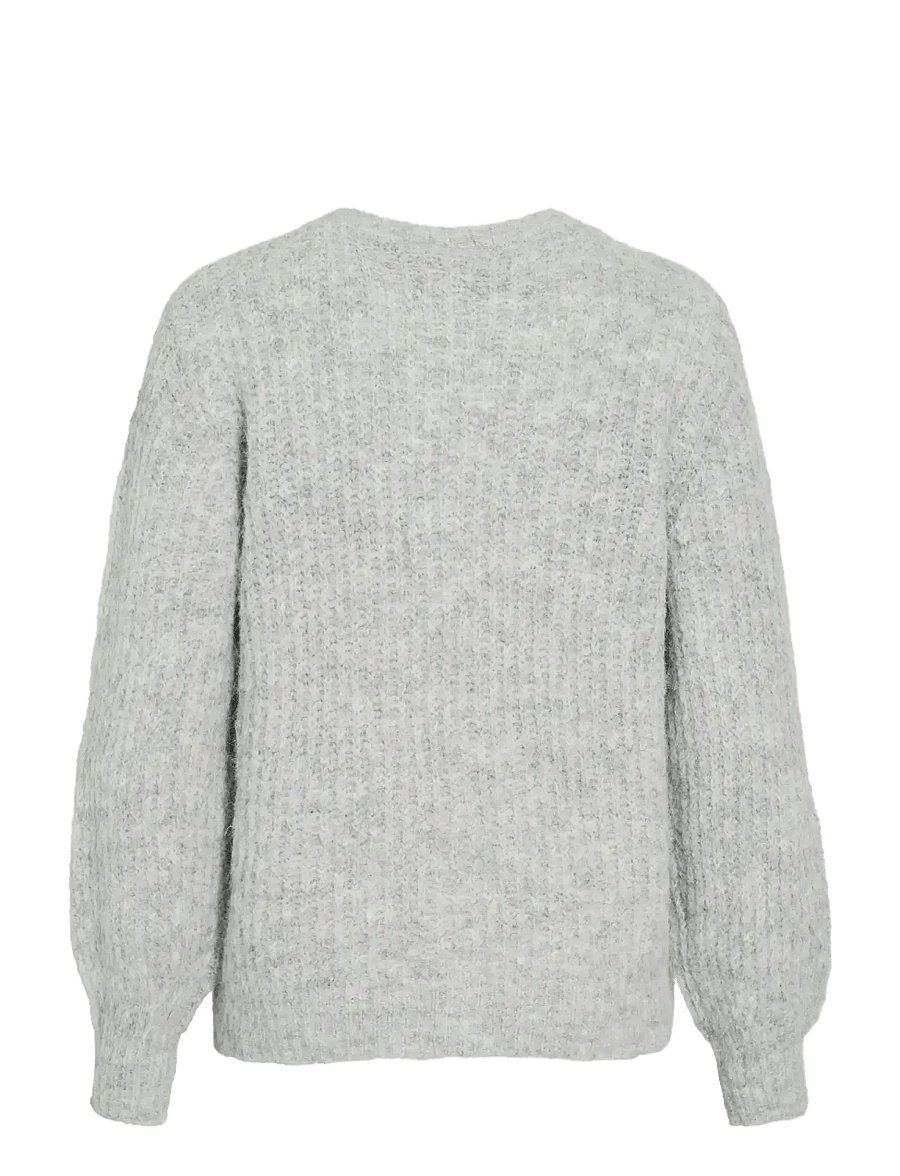 Vila - VILAMPE O-NECK L/S KNIT CARDIGAN-NOOS - cardigans - medium grey melange - 2