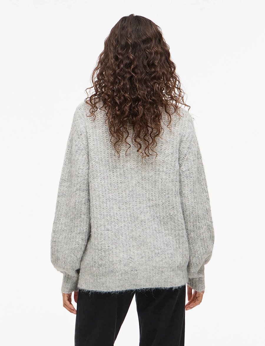 Vila - VILAMPE O-NECK L/S KNIT CARDIGAN-NOOS - cardigans - medium grey melange - 3