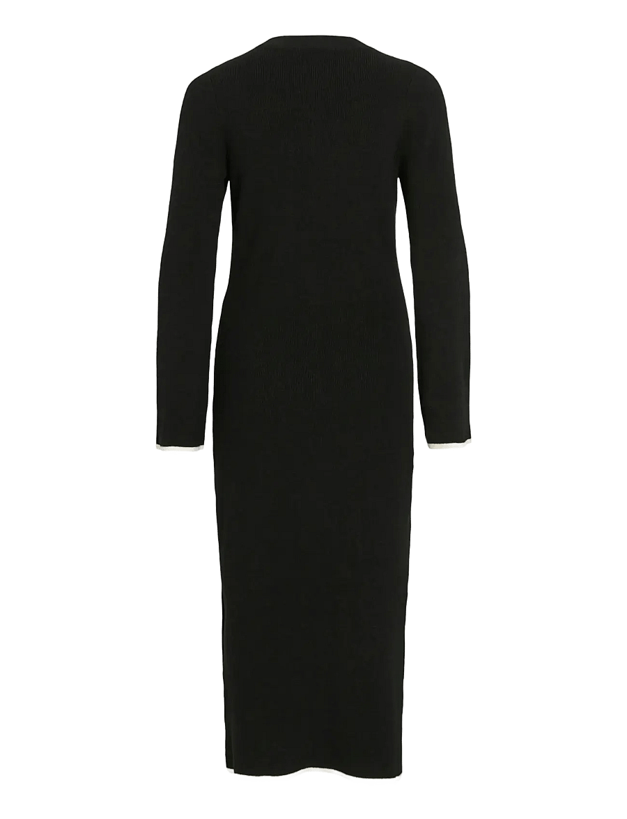 Vila - VIKERRY O-NECK L/S KNIT MAXI DRESS-NOOS - adītas kleitas - black beauty - 2