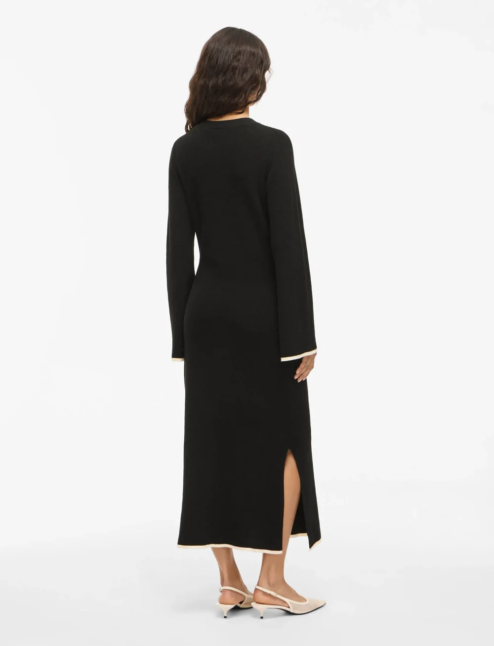 Vila - VIKERRY O-NECK L/S KNIT MAXI DRESS-NOOS - stickade klänningar - black beauty - 3