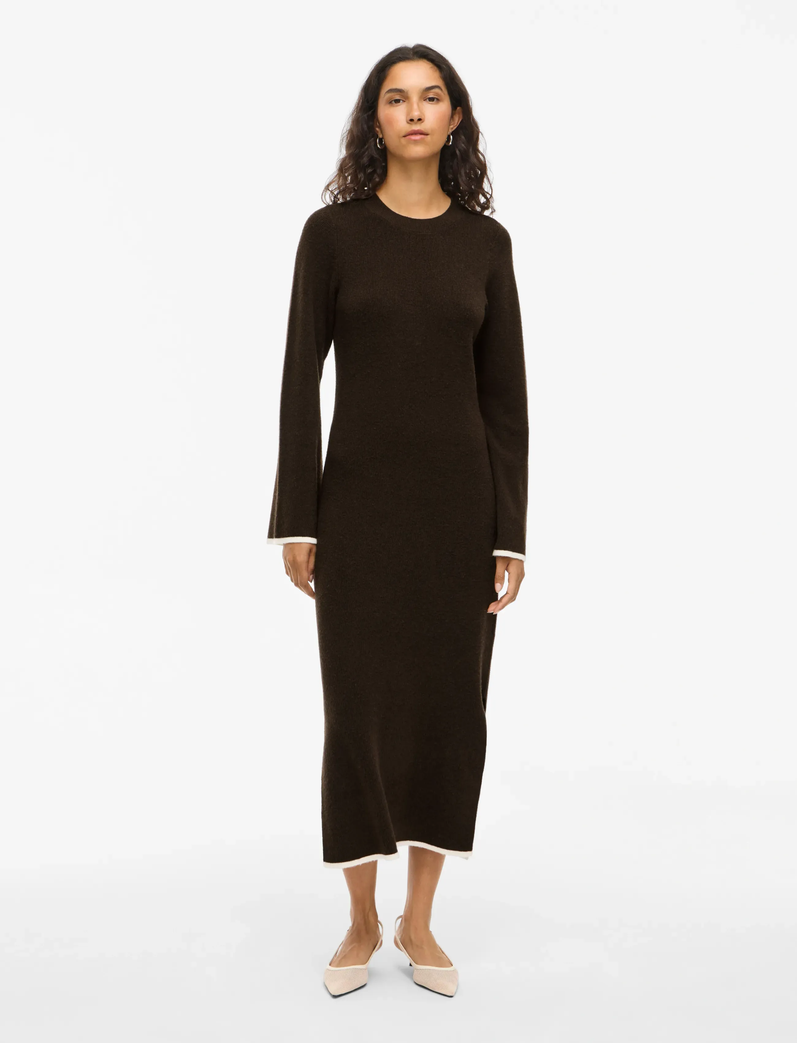 Vila VIKERRY O-NECK L/S KNIT MAXI DRESS-NOOS - Kjoler - COFFEE BEAN / brown