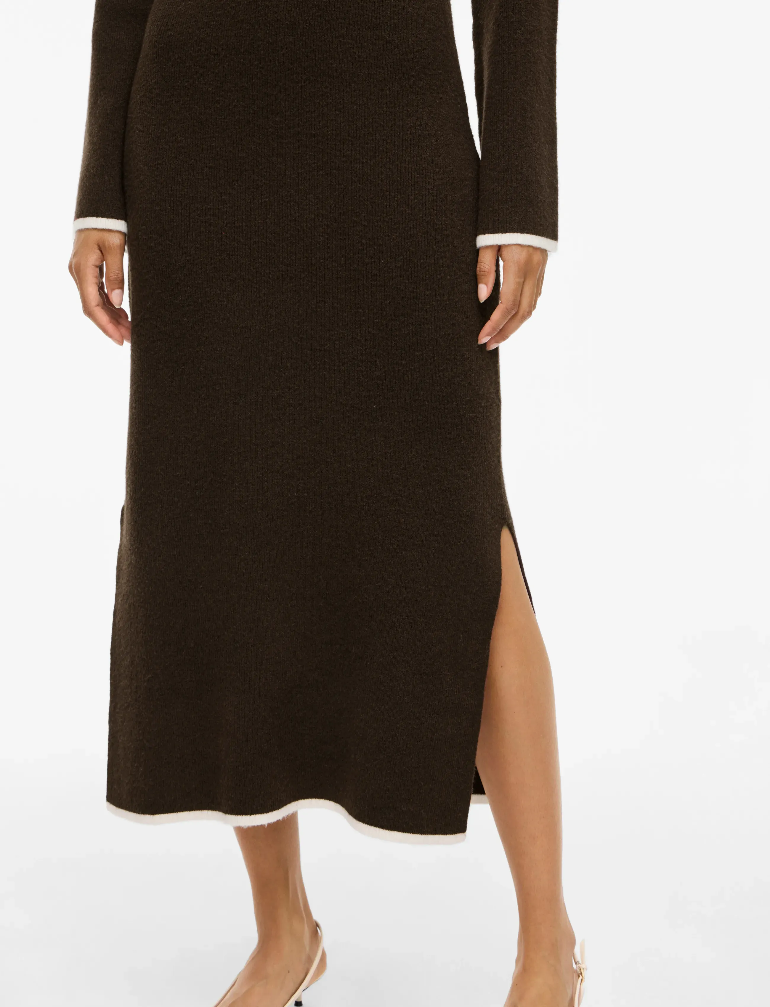 Vila - VIKERRY O-NECK L/S KNIT MAXI DRESS-NOOS - prjónaðir kjólar - coffee bean - 5