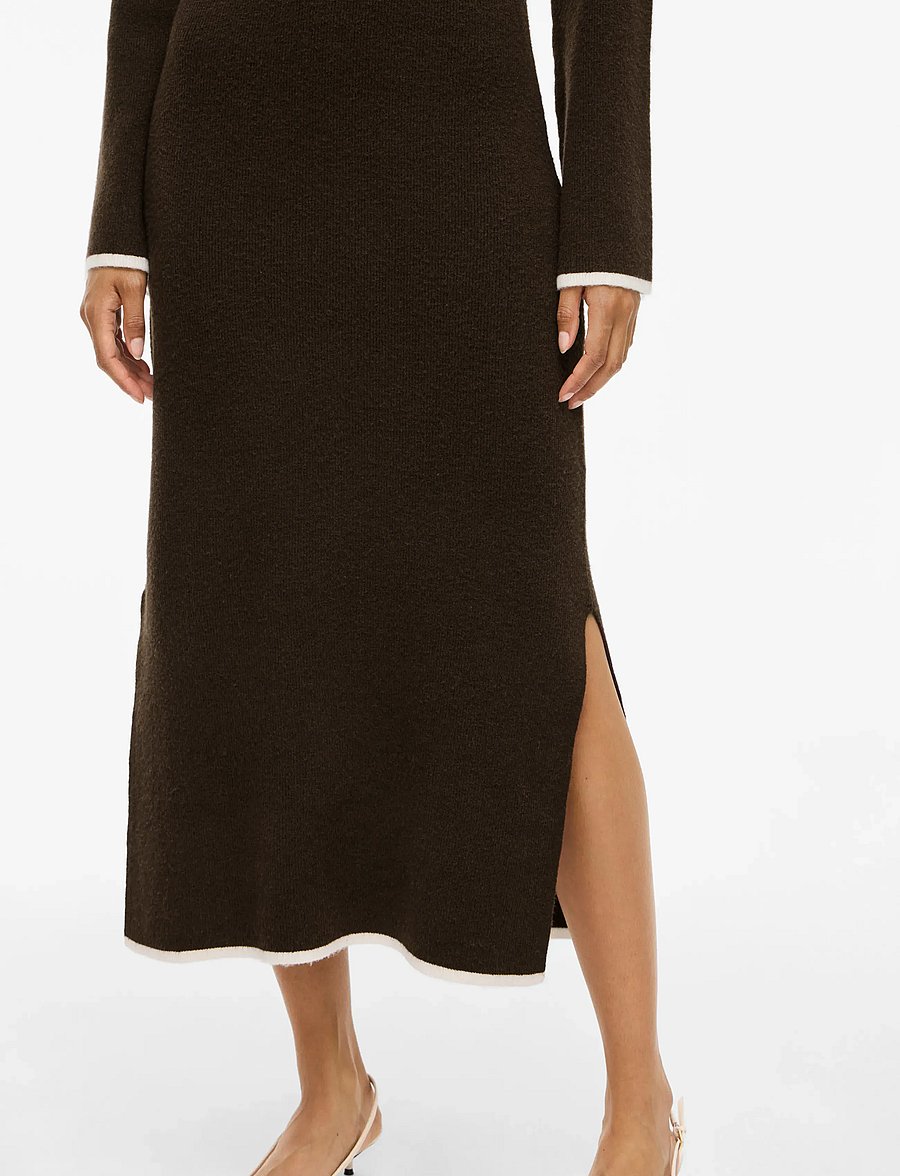 Vila - VIKERRY O-NECK L/S KNIT MAXI DRESS-NOOS - adītas kleitas - coffee bean - 5
