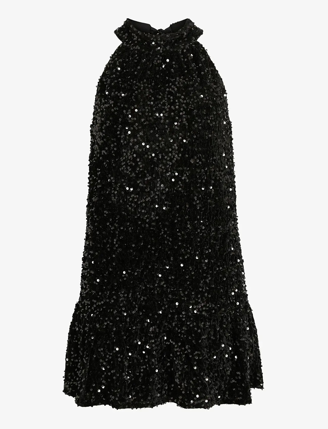 Vila - VIBELIEVE S/L SEQUINS DRESS/PTY/KA - litterkleidid - black - 1