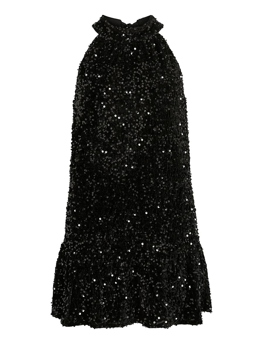 Vila - VIBELIEVE S/L SEQUINS DRESS/PTY/KA - kleitas ar vizuļiem - black - 1