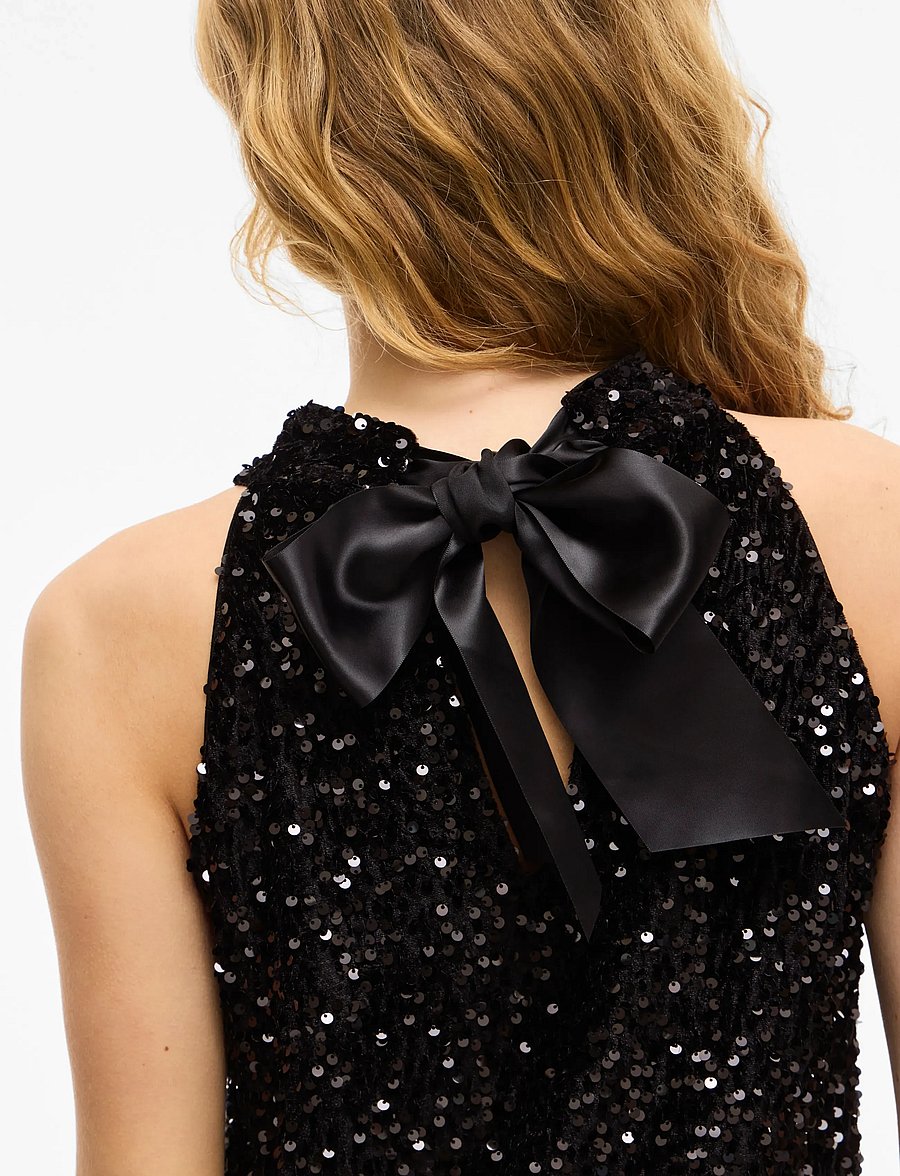 Vila - VIBELIEVE S/L SEQUINS DRESS/PTY/KA - kleitas ar vizuļiem - black - 4