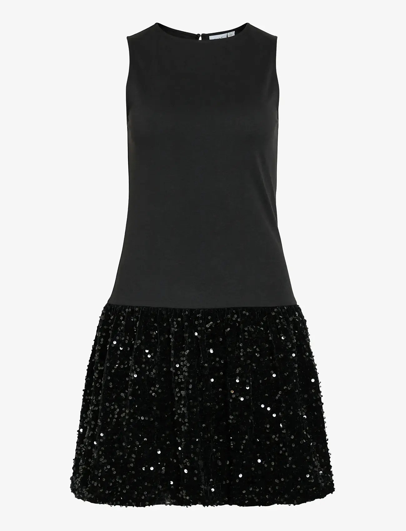 Vila VIBELIEVE S/S MIX SEQUINS DRESS/PTY/KA - Litterkleidid - BLACK / black
