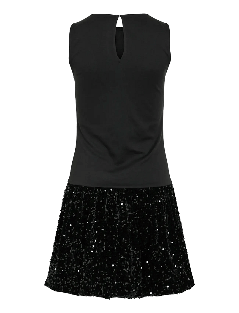 Vila - VIBELIEVE S/S MIX SEQUINS DRESS/PTY/KA - paljettklänningar - black - 1