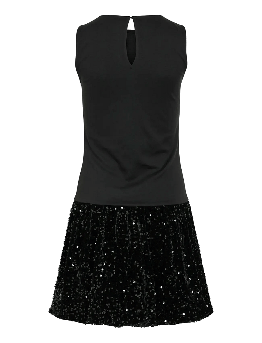 Vila - VIBELIEVE S/S MIX SEQUINS DRESS/1/PTY/KA - paillettenkleider - black - 1