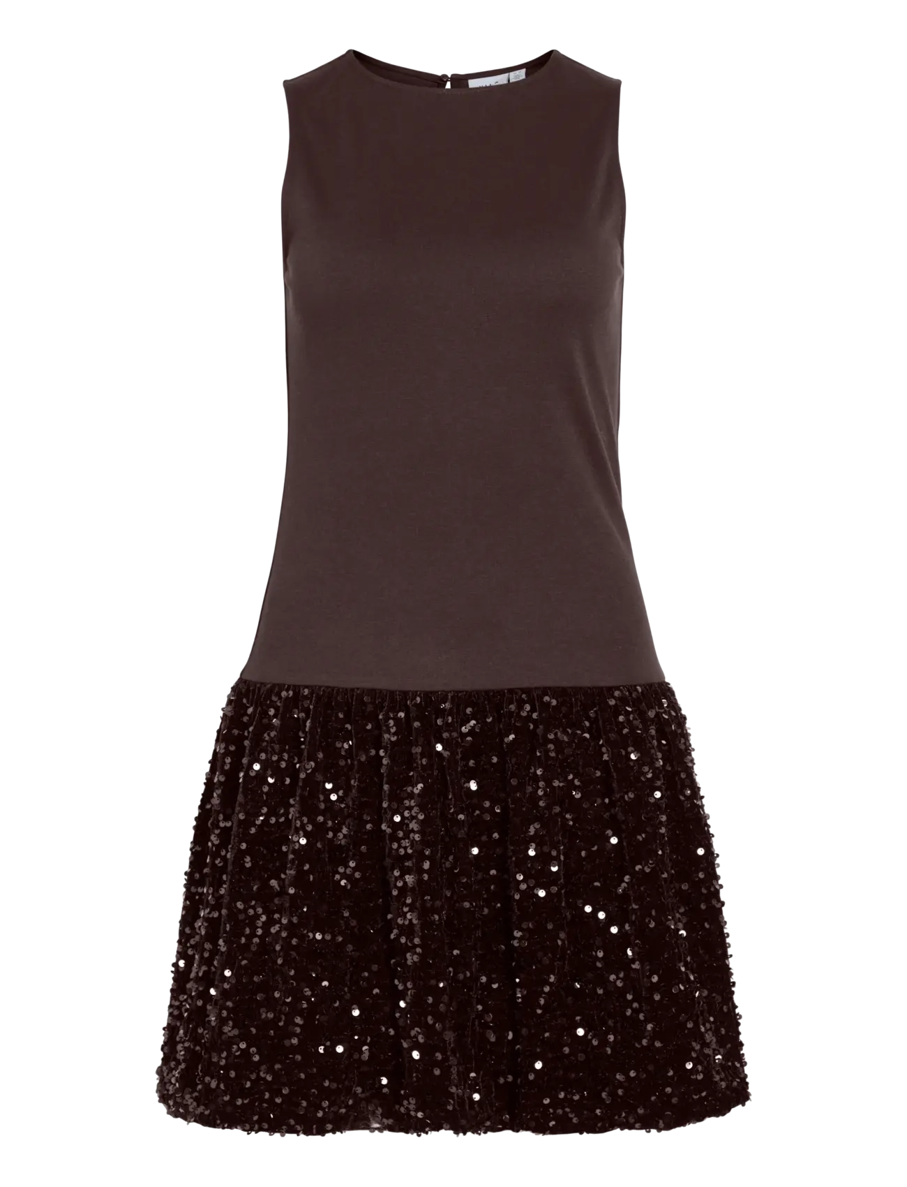 Vila VIBELIEVE S/S MIX SEQUINS DRESS/1/PTY/KA - Besondere Anlässe - COFFEE BEAN / brown