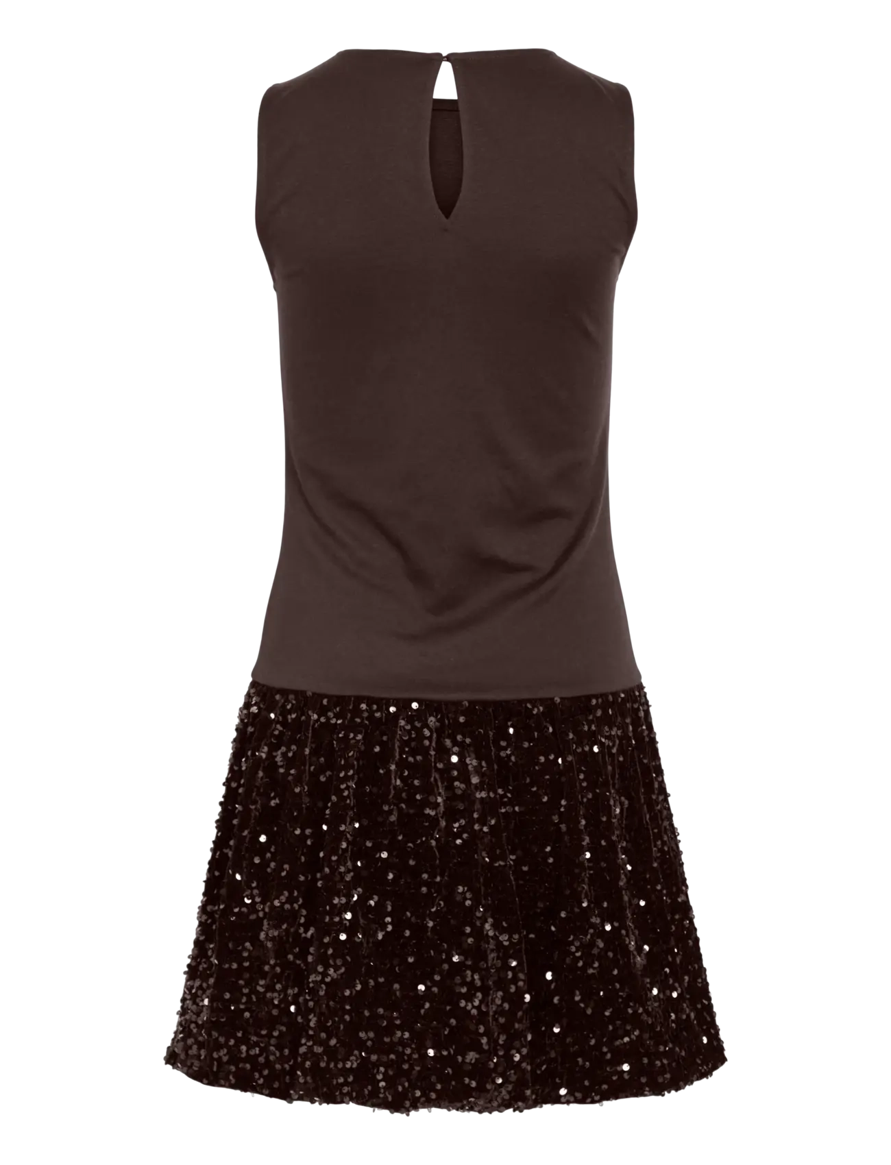 Vila - VIBELIEVE S/S MIX SEQUINS DRESS/1/PTY/KA - paillettenkleider - coffee bean - 1