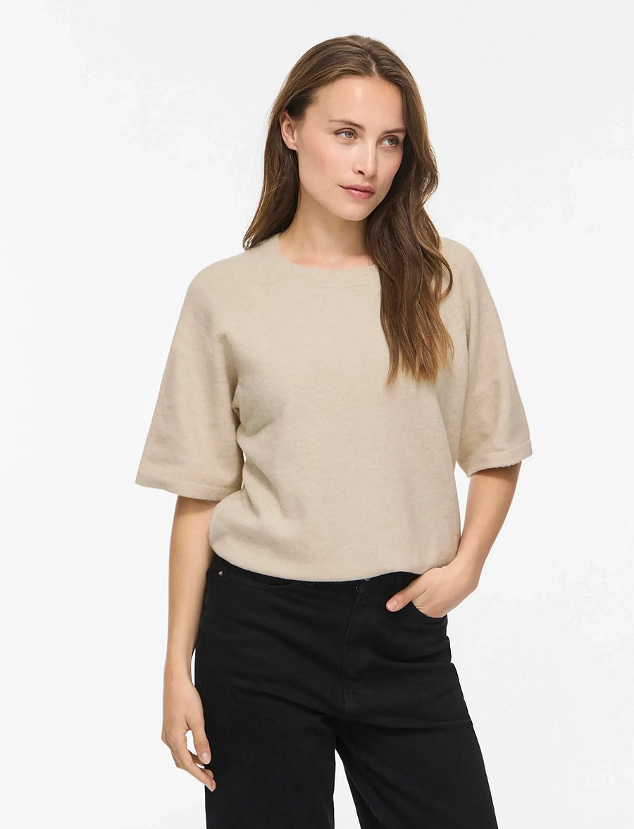 Vila - VILIGA 2/4 O-NECK KNIT TOP - NOOS - pullover - birch - 0