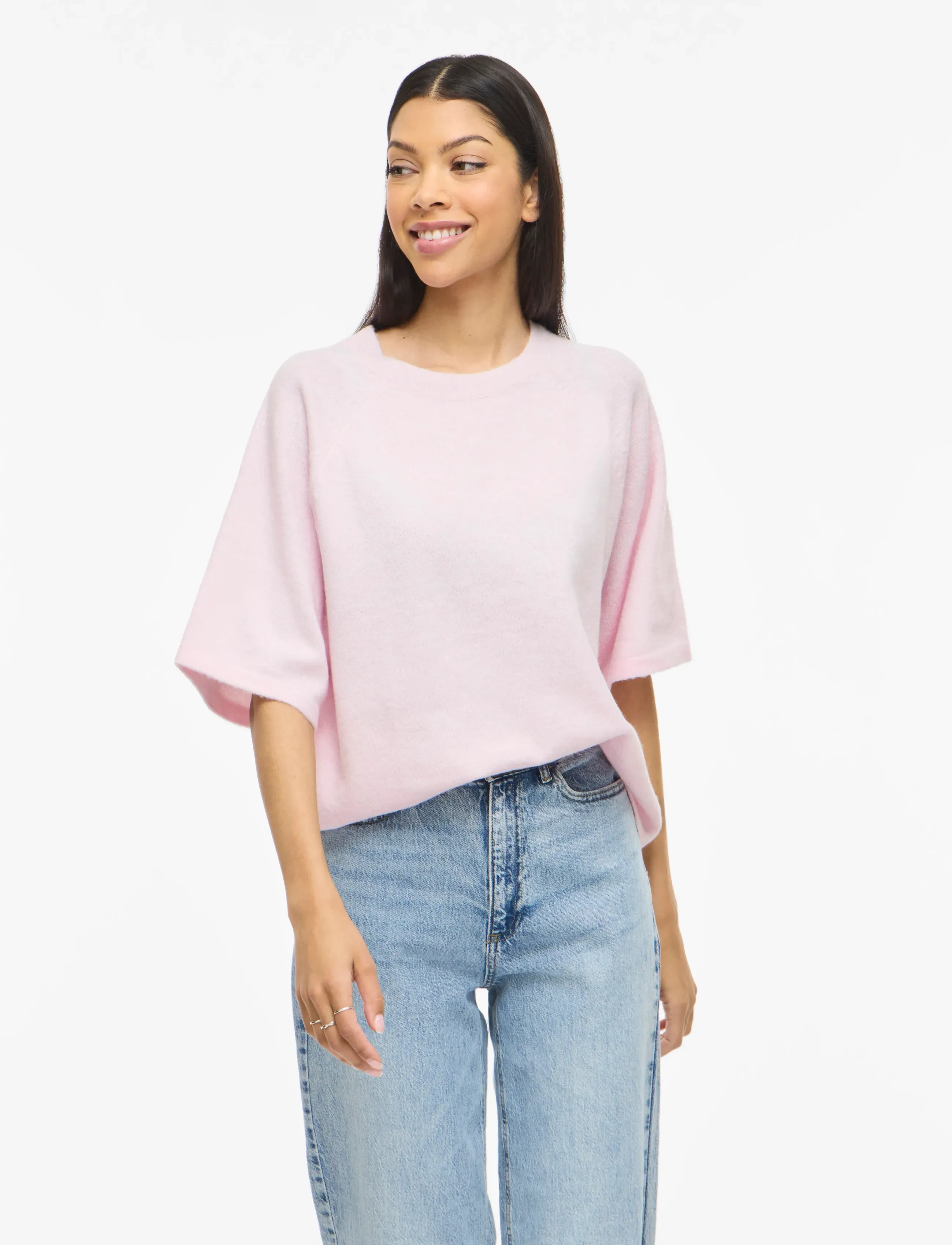 Vila Viliga 2/4 O-Neck Knit Top Noos, XXL, Knitwear, Rosa - Jumpers, Frauen