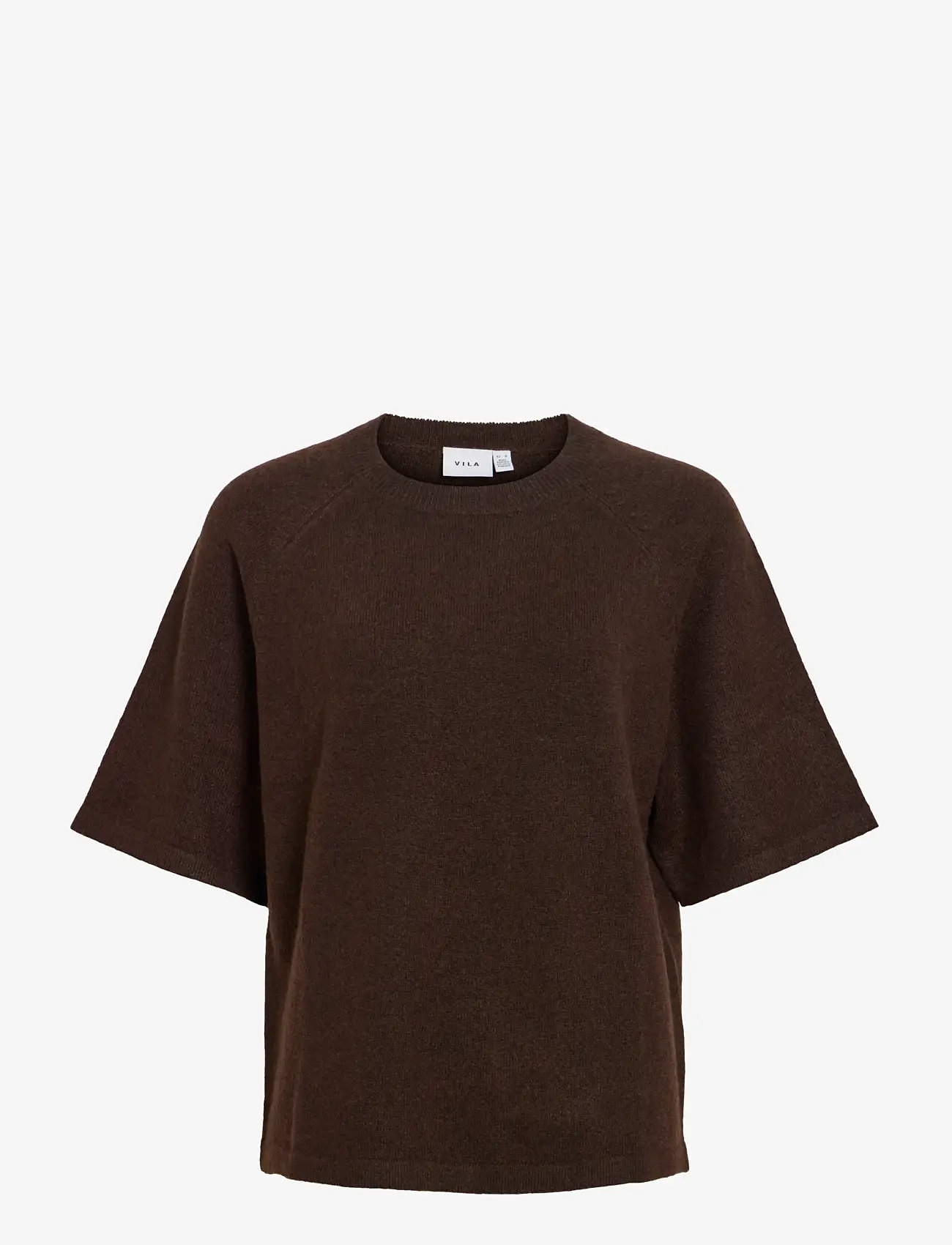 Vila - VILIGA 2/4 O-NECK KNIT TOP - NOOS - megztiniai - coffee bean - 1