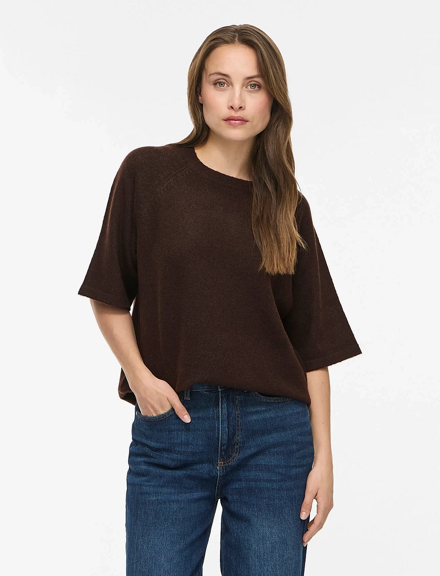 Vila - VILIGA 2/4 O-NECK KNIT TOP - NOOS - pullover - coffee bean - 0