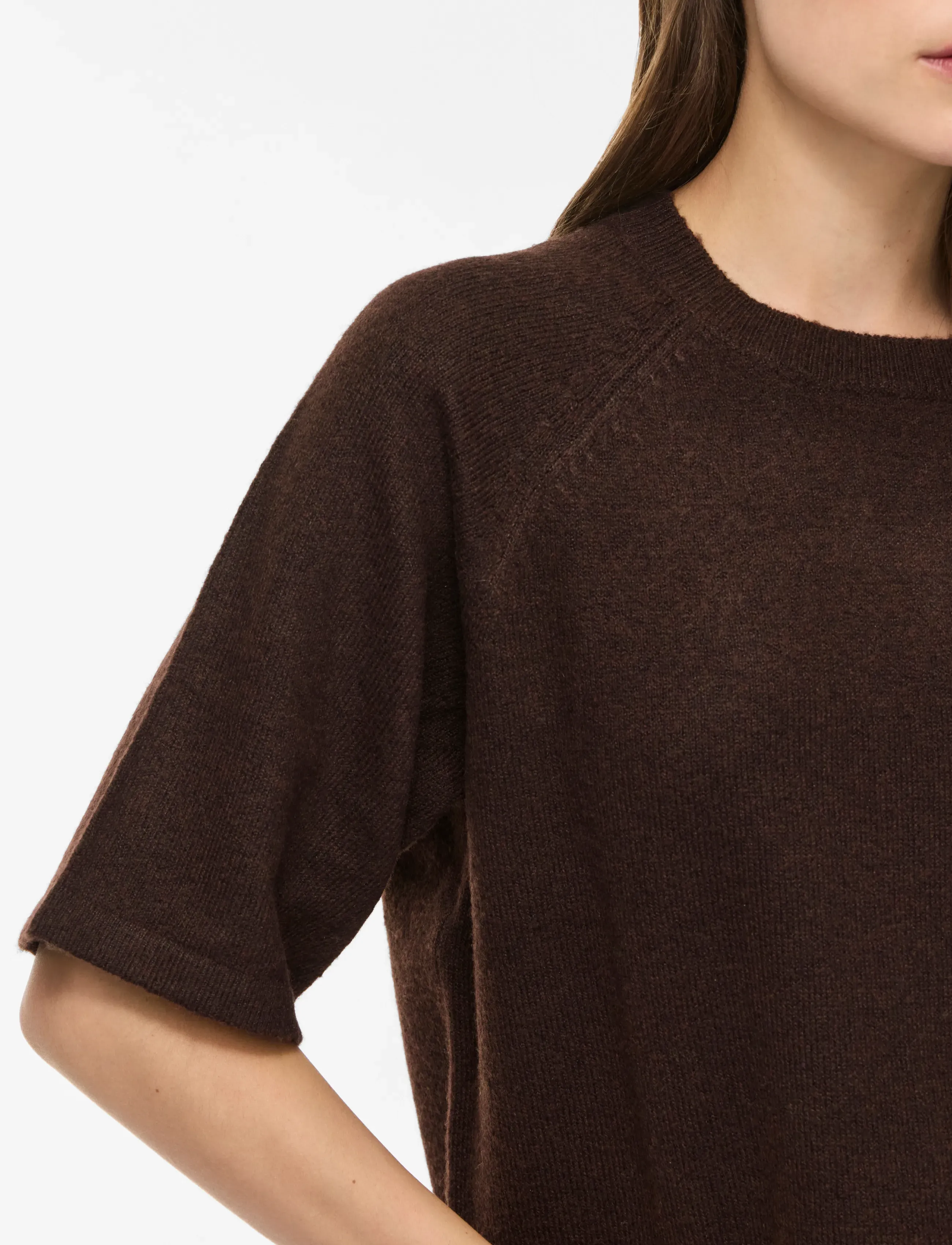 Vila - VILIGA 2/4 O-NECK KNIT TOP - NOOS - sviitrid - coffee bean - 5