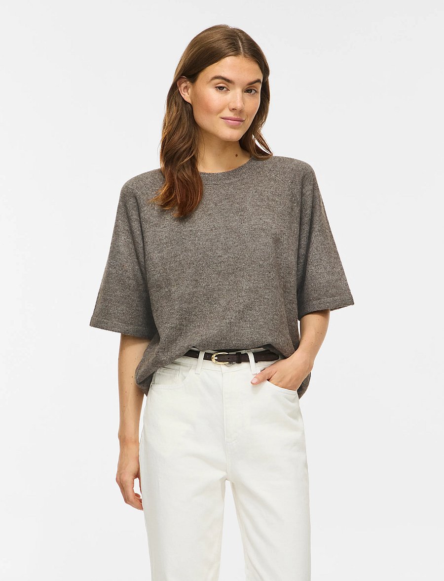 Vila - VILIGA 2/4 O-NECK KNIT TOP - NOOS - pullover - falcon - 0
