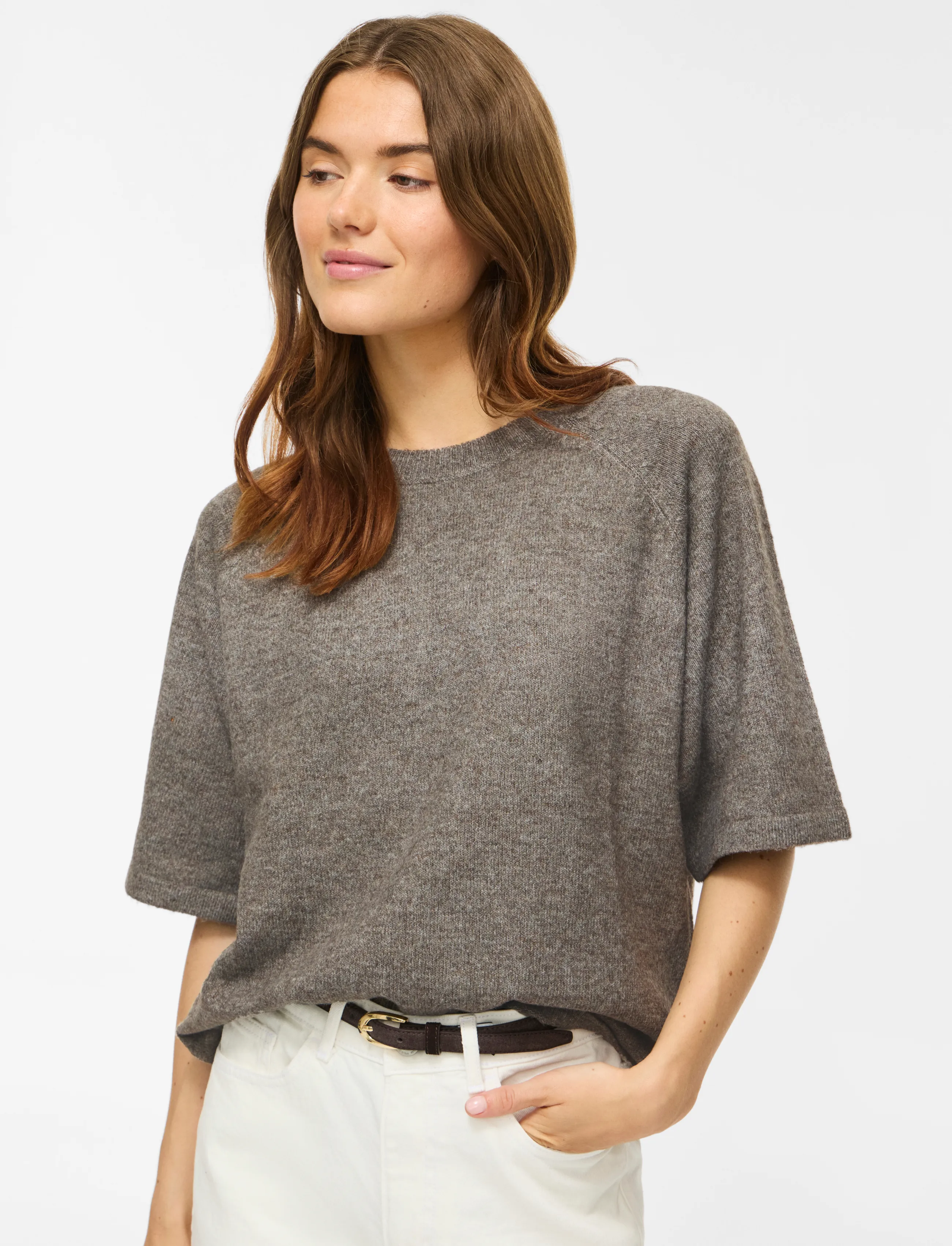 Vila - VILIGA 2/4 O-NECK KNIT TOP - NOOS - striktrøjer - falcon - 5