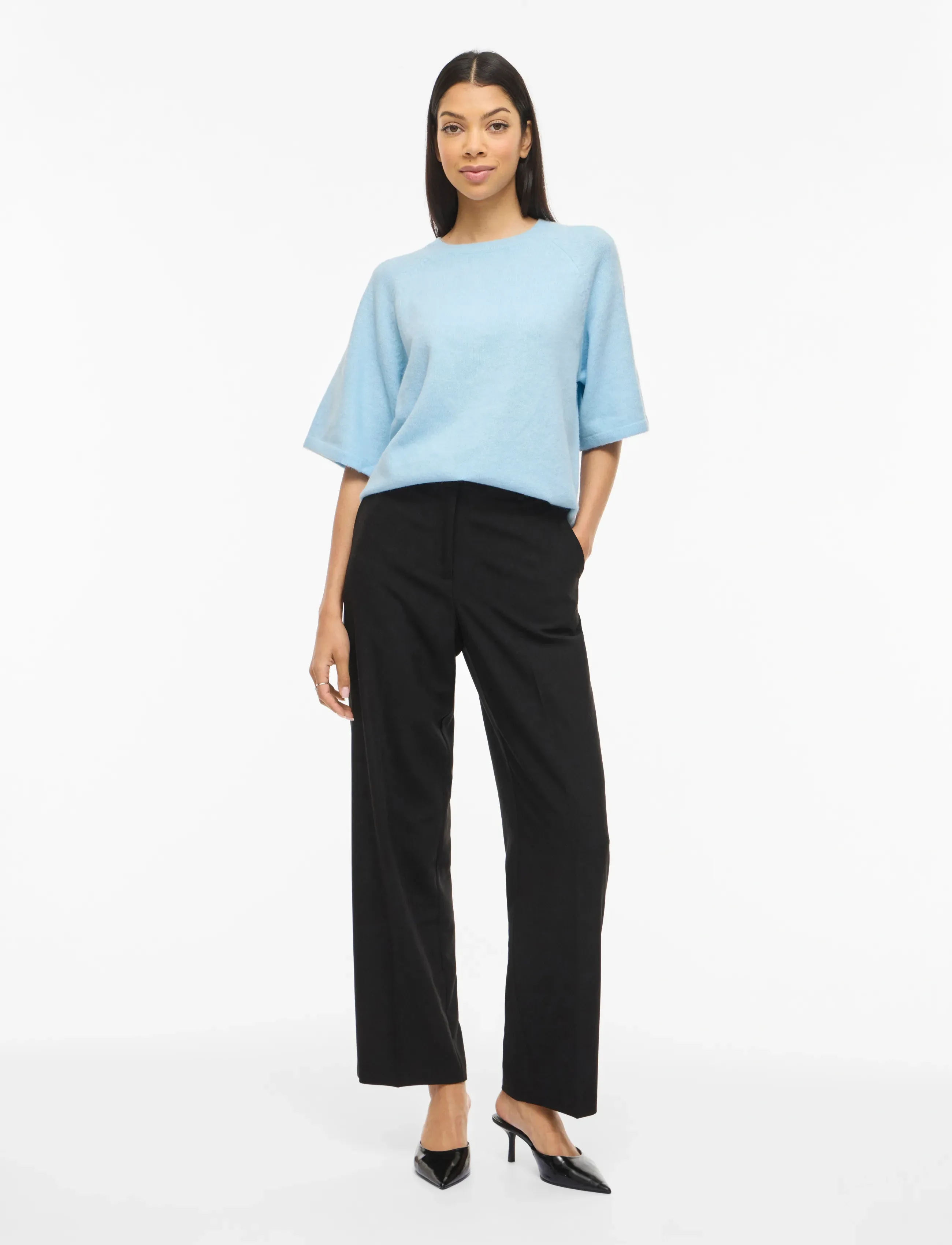 Vila - VILIGA 2/4 O-NECK KNIT TOP - NOOS - sviitrid - nantucket breeze - 4