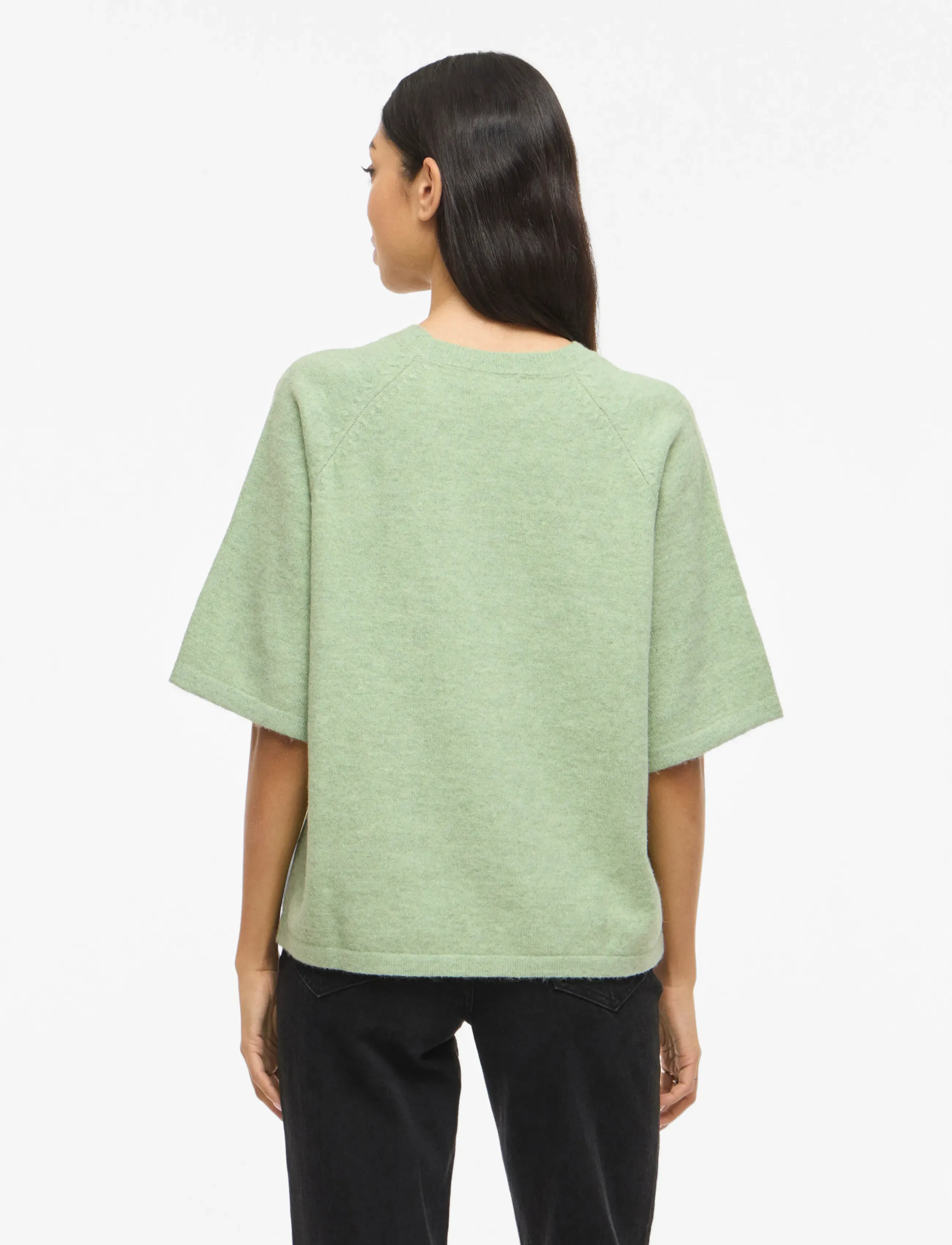 Vila - VILIGA 2/4 O-NECK KNIT TOP - NOOS - sviitrid - smoke green - 3