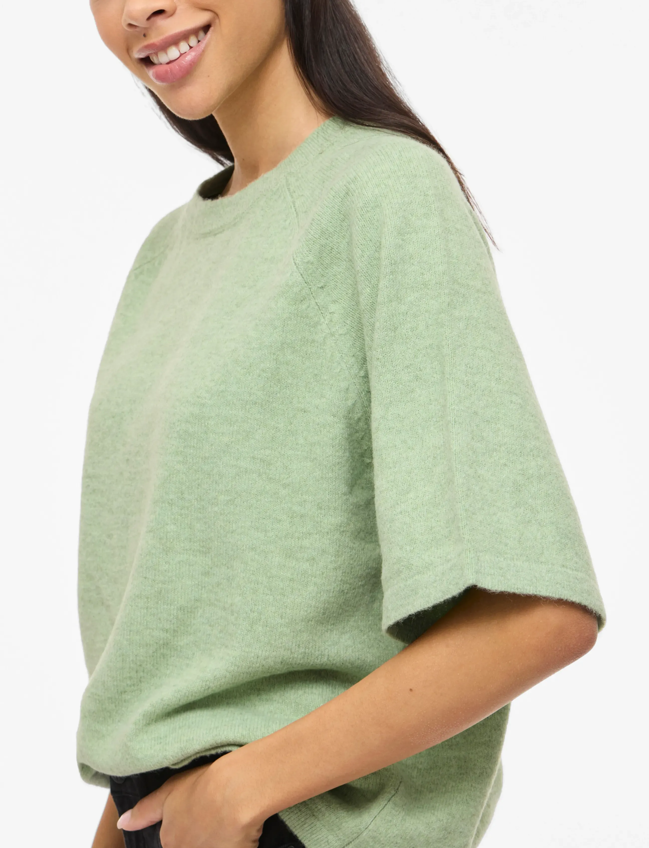 Vila - VILIGA 2/4 O-NECK KNIT TOP - NOOS - sviitrid - smoke green - 5