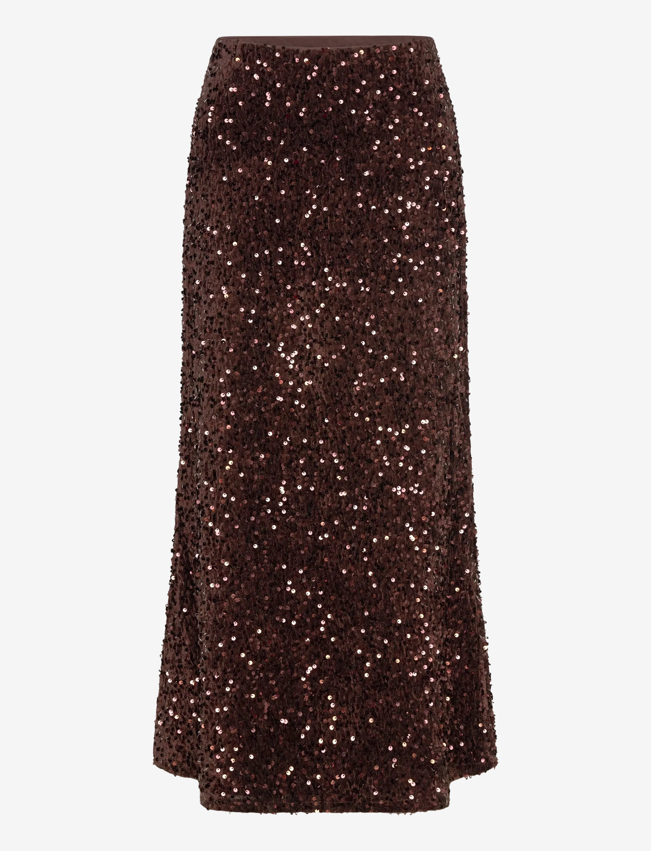 Vila - VIBELIEVE HW ANKLE SEQUINS SKIRT/PTY/KA - paljettkjolar - hot chocolate - 0
