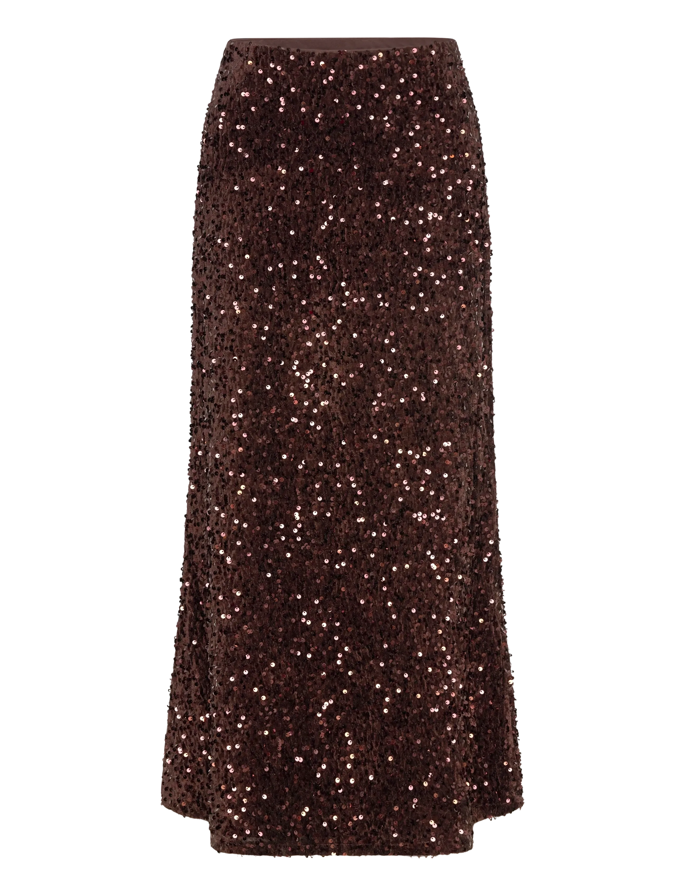 Vila VIBELIEVE HW ANKLE SEQUINS SKIRT/PTY/KA - Transitional Layering - HOT CHOCOLATE / brown