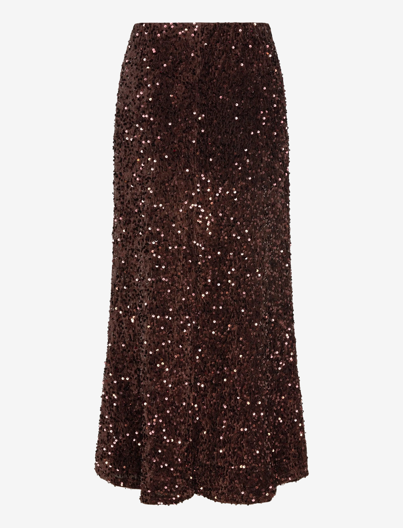 Vila - VIBELIEVE HW ANKLE SEQUINS SKIRT/PTY/KA - paljettkjolar - hot chocolate - 1