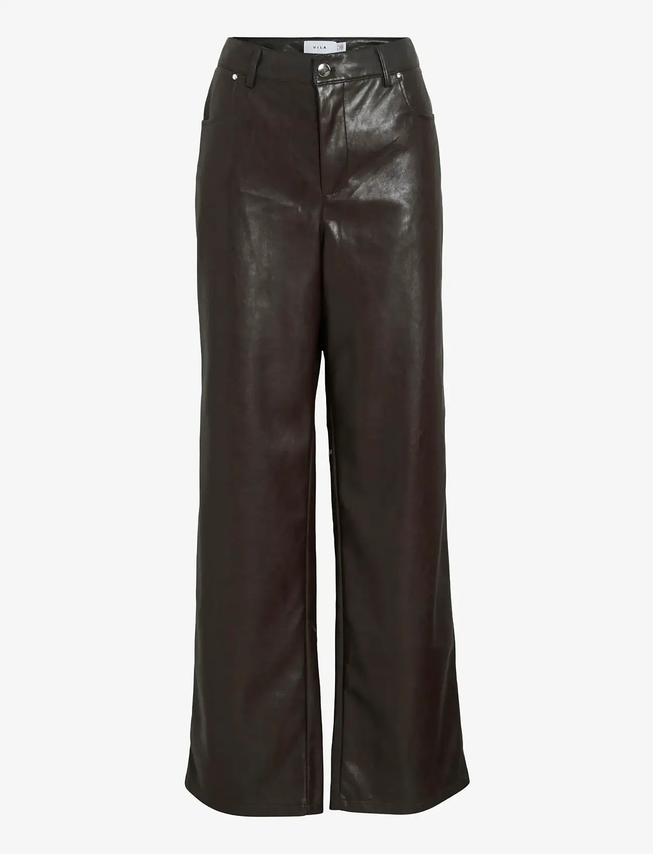 Vila - VIELANA HW FREYA LOOSE PANTS - leather trousers - coffee bean - 1