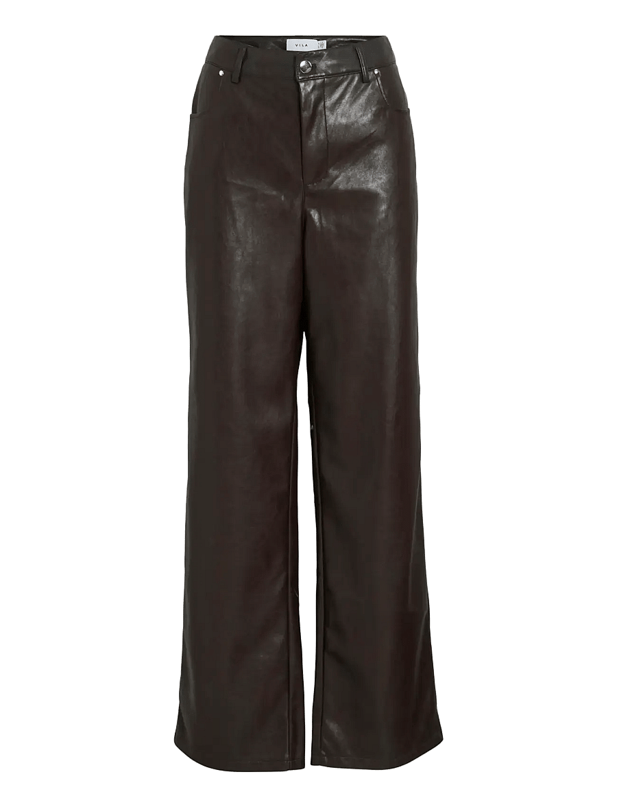 Vila - VIELANA HW FREYA LOOSE PANTS - lederhosen - coffee bean - 1