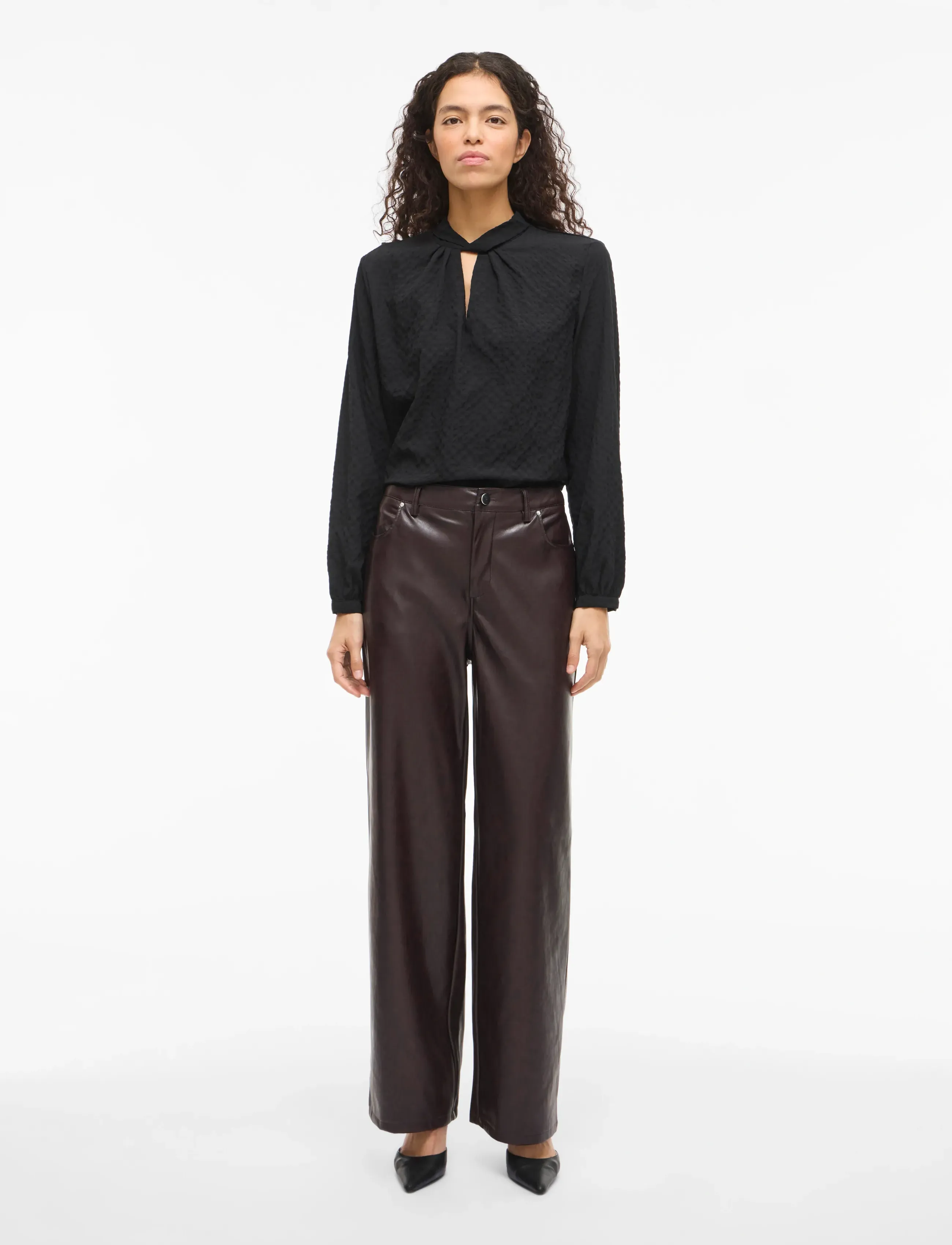 Vila Vielana Hw Freya Loose Pants, Kvinder, Højtaljede Vide Bukser, Brun, Str: 34