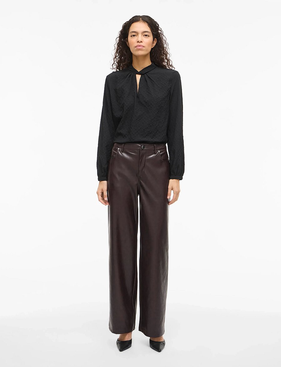 Vila - VIELANA HW FREYA LOOSE PANTS - lederhosen - coffee bean - 0