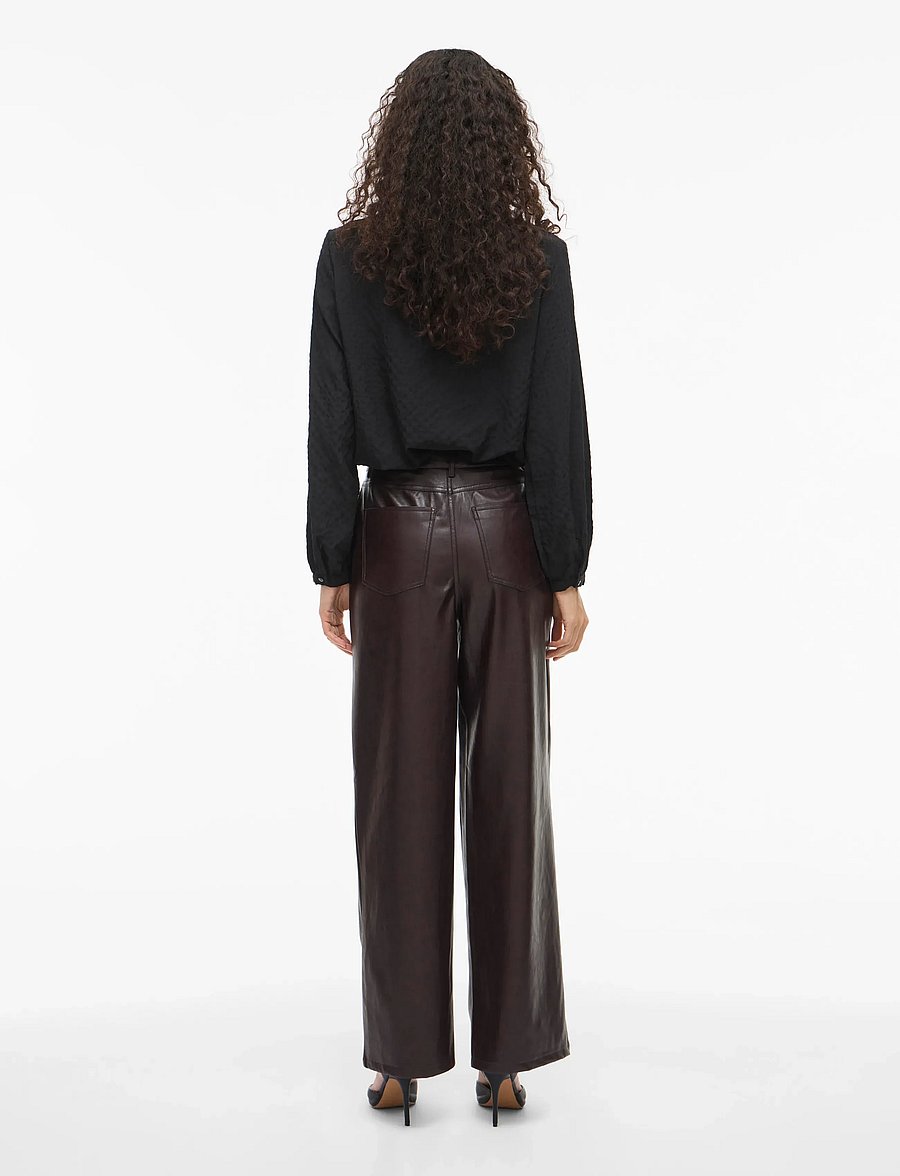 Vila - VIELANA HW FREYA LOOSE PANTS - lederhosen - coffee bean - 3