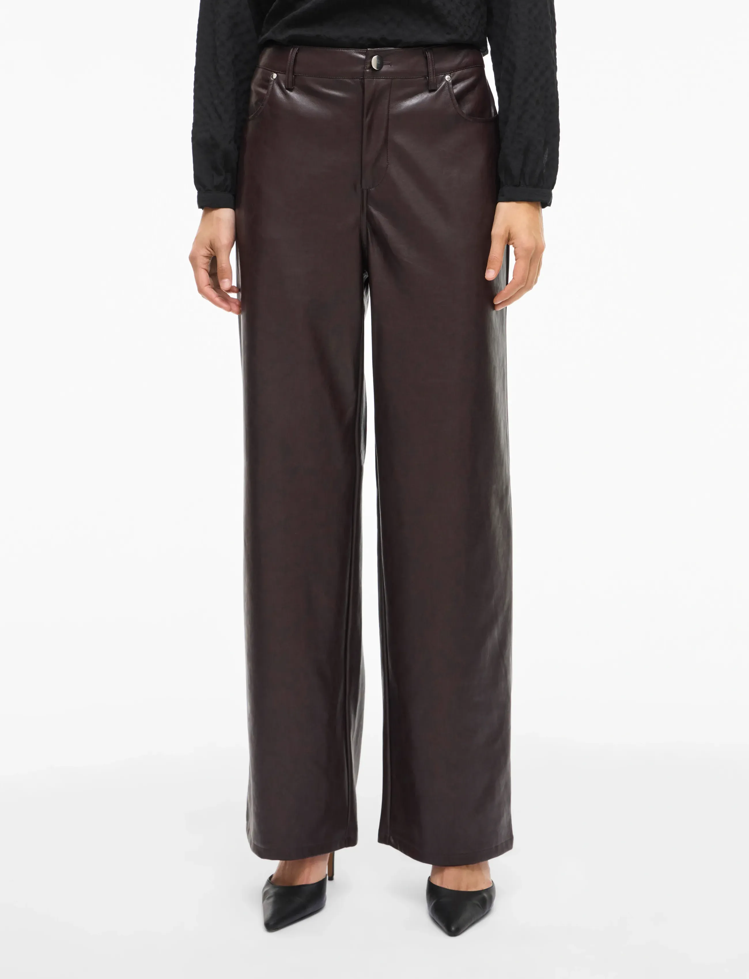 Vila - VIELANA HW FREYA LOOSE PANTS - lederhosen - coffee bean - 4