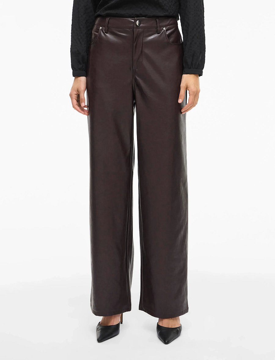 Vila - VIELANA HW FREYA LOOSE PANTS - lederhosen - coffee bean - 4