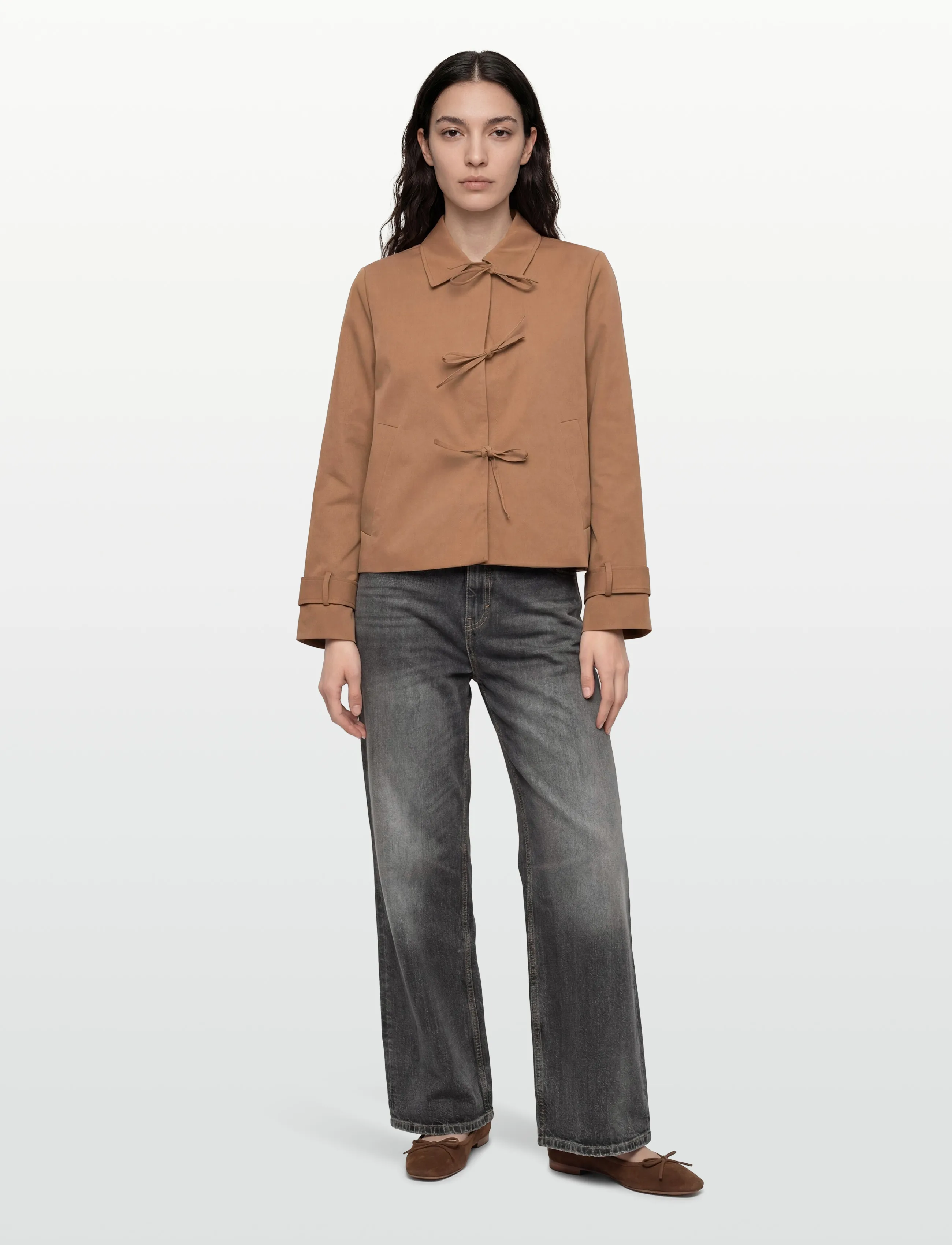 Vila Viemelie L/S Bow Jacket, 42, Brown, Jakker > Let Sommerjakke, Dame