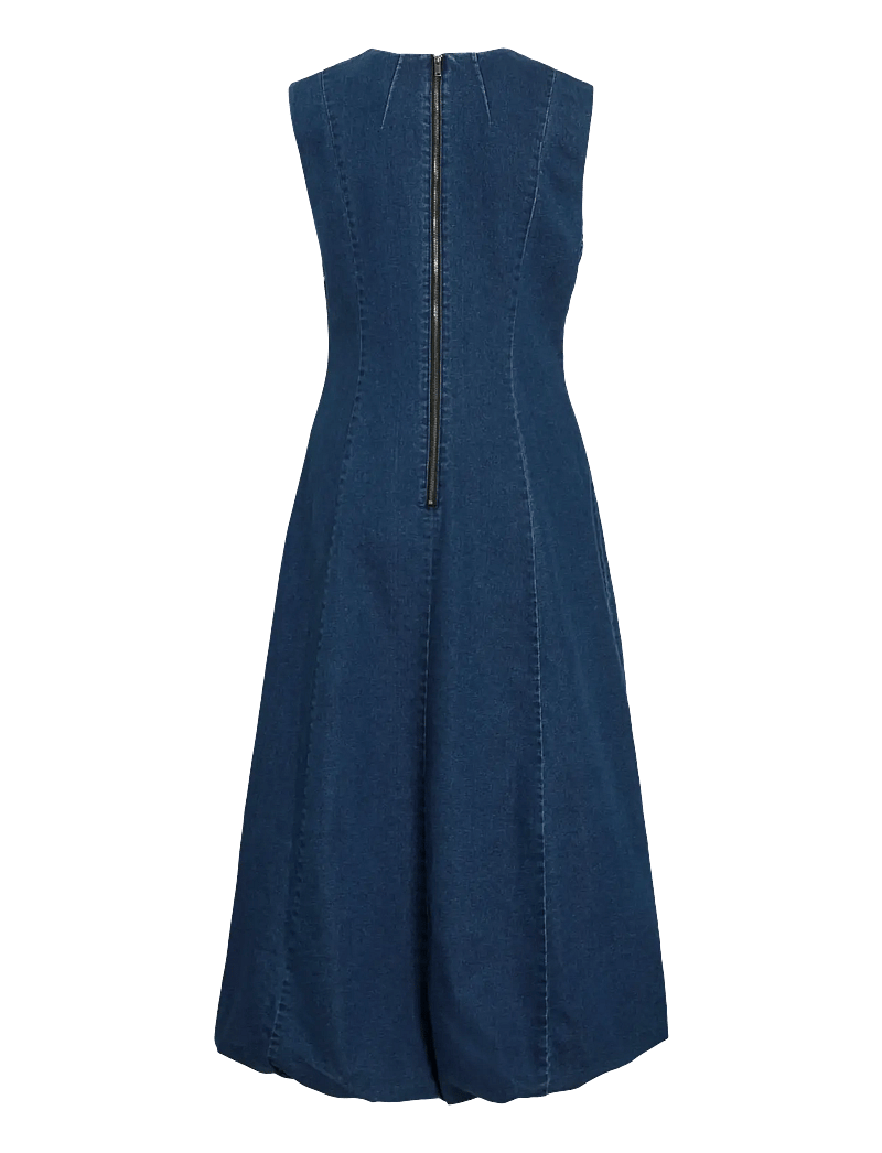 Vila - VIAMANZA S/L DENIM ANKLE DRESS/BFS - jeanskleider - dark blue denim - 2