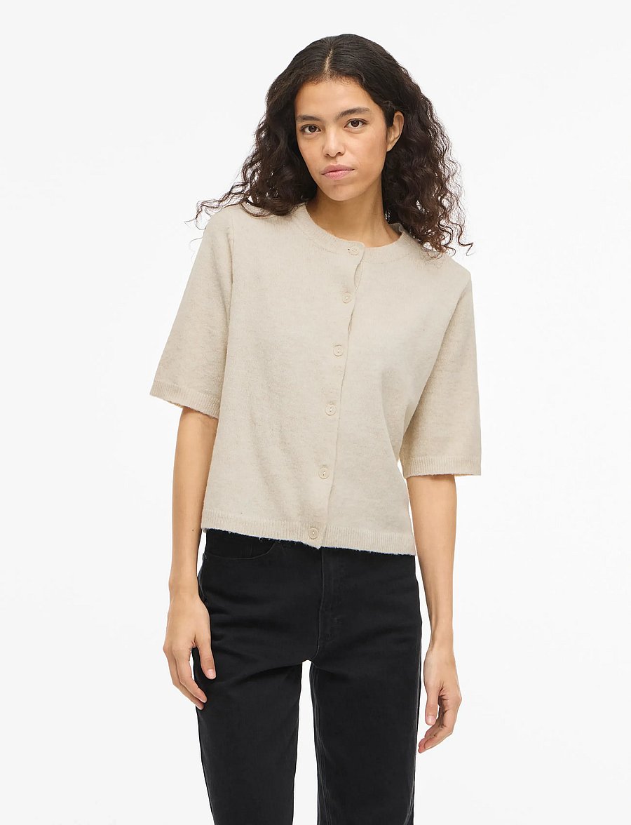 Vila - VILIGA 2/4 O-NECK KNIT CARDIGAN - NOOS - strickjacken - birch - 0