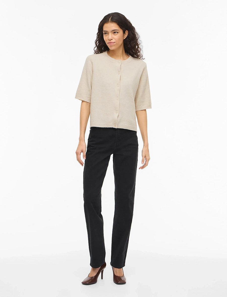 Vila - VILIGA 2/4 O-NECK KNIT CARDIGAN - NOOS - strickjacken - birch - 4