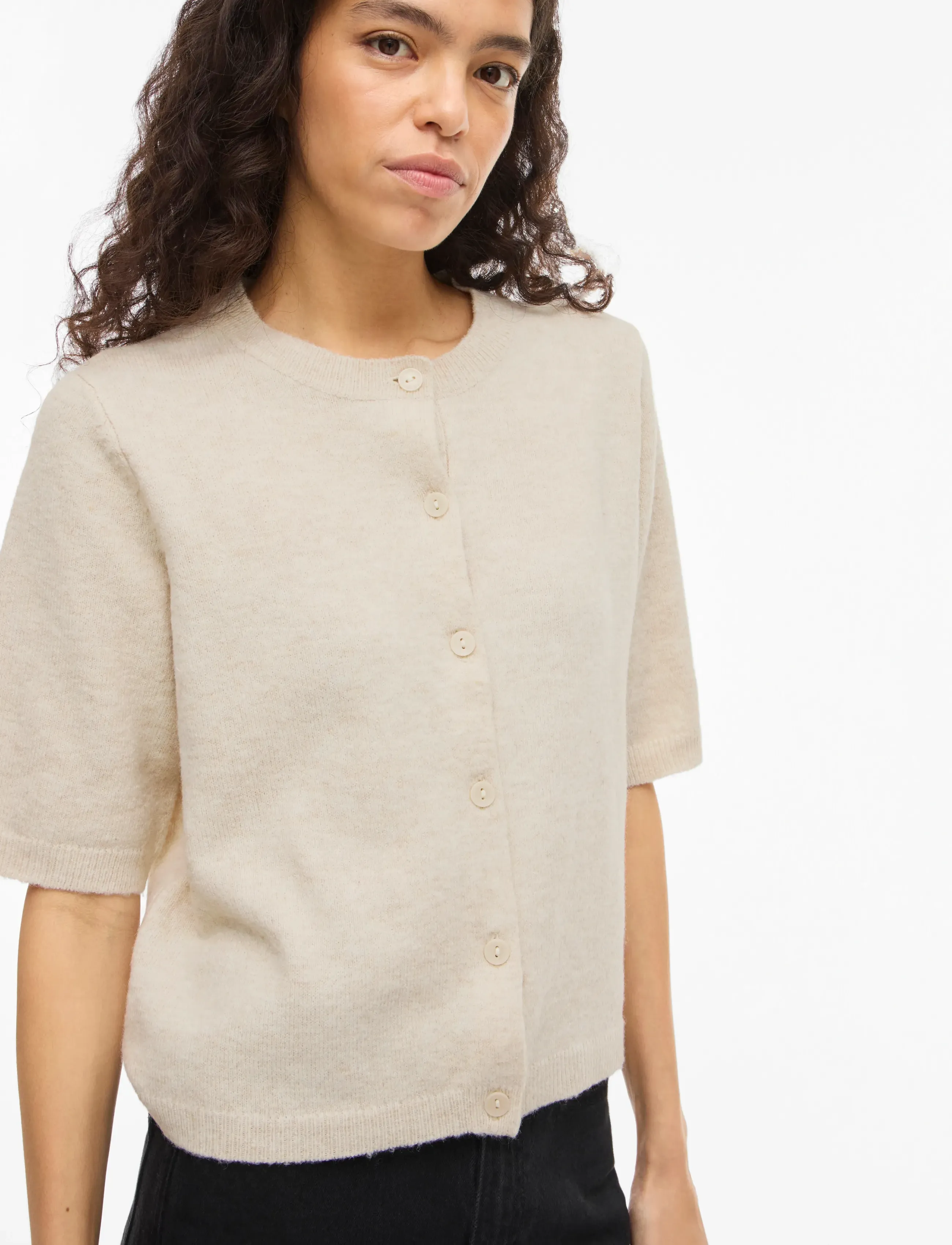 Vila VILIGA 2/4 O-NECK KNIT CARDIGAN - NOOS - Naistele - BIRCH / cream